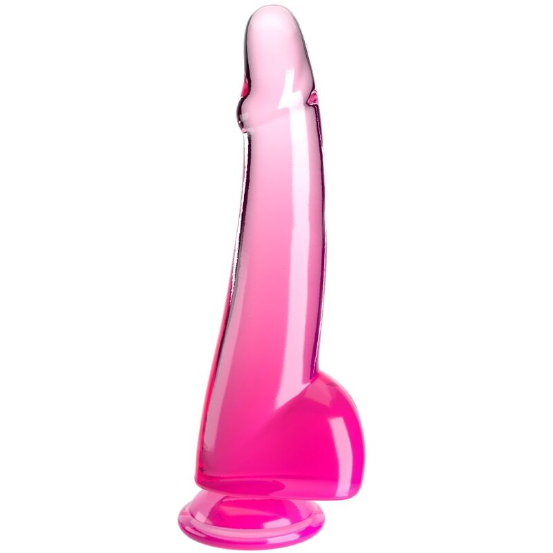 KING COCK – CLEAR DILDO CON TESTICOLI 19 CM ROSA