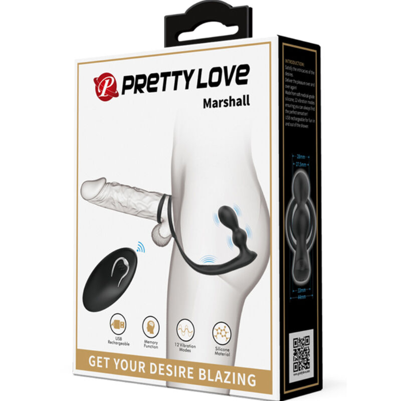 PRETTY LOVE - ANELLO PER PENE MARSHALL CON PLUG ANALE VIBRANTE CON TELECOMANDO - immagine 8