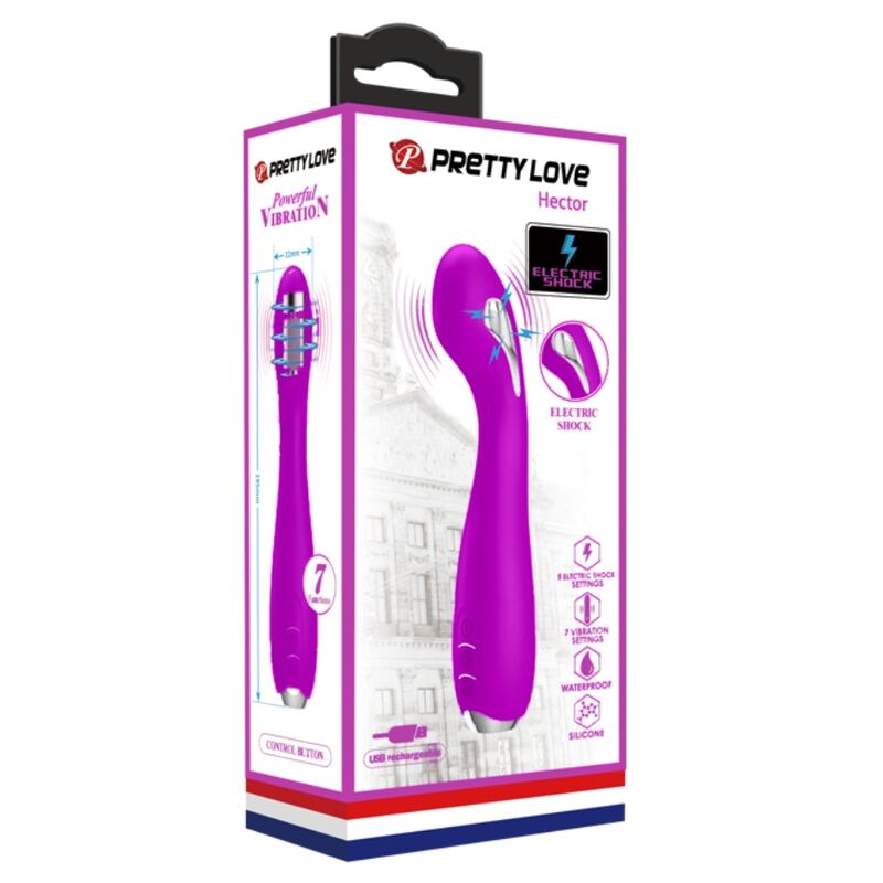 PRETTY LOVE - VIBRATORE ELETTROSHOCK RICARICABILE HECTOR IMPERMEABILE VIOLA - immagine 2