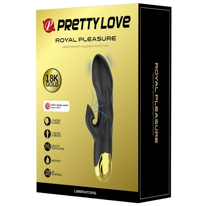 PRETTY LOVE - VIBRATORE DI LUSSO NERO RICARICABILE PLACCATO IN ORO - immagine 2