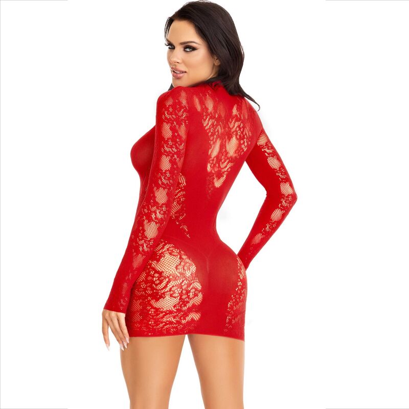LEG AVENUE - MINI ABITO CON PIZZO MANICA LUNGA ROSSO - immagine 6
