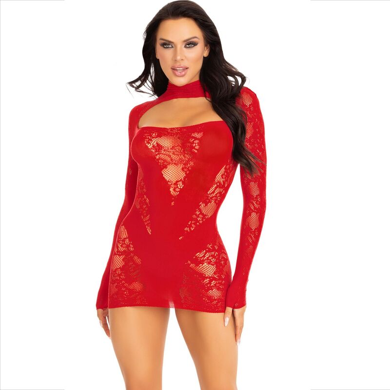 LEG AVENUE – MINI ABITO CON PIZZO MANICA LUNGA ROSSO LEG AVENUE – MINI ABITO CON PIZZO MANICA LUNGA ROSSO