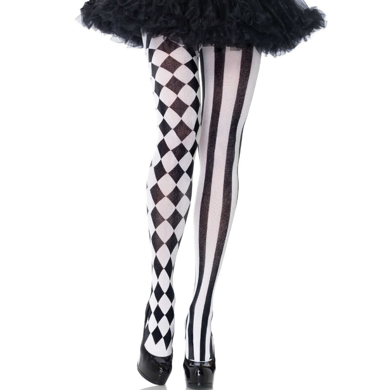 LEG AVENUE – COLLANT ARLECCHINO NERO/BIANCO