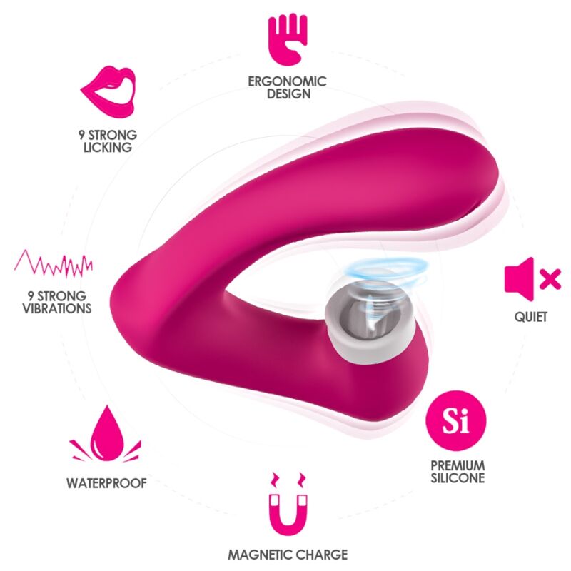 ARMONY - SECRETKISS LICKING VIBRATING CLITORIDE & VIBRATORE CURVO FUCSIA - immagine 2
