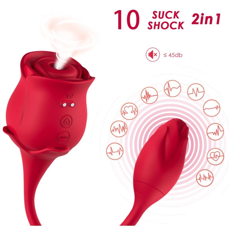 ARMONY - VIBRATORE E SUCCHIATORE CLITORIDE ROSA 10 MODALITÀ ROSSO - immagine 4
