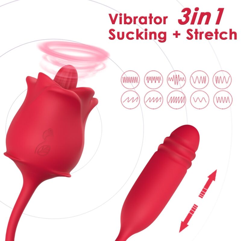 ARMONY – 3 IN 1 ROSA, STIMOLATORE, ASPIRAZIONE E SU&GIÙ CON CODA ROSSA