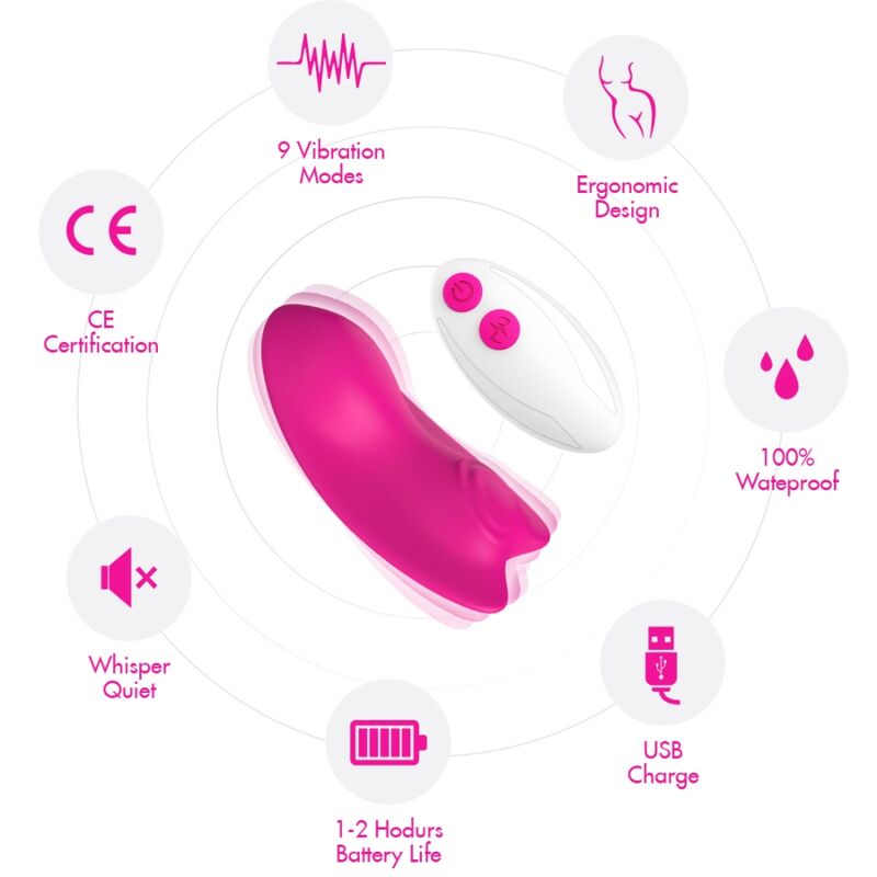 ARMONY - MUTANDINA INDOSSABILE CON VIBRATORE TELECOMANDO BUTTERFLY ROSA - immagine 3