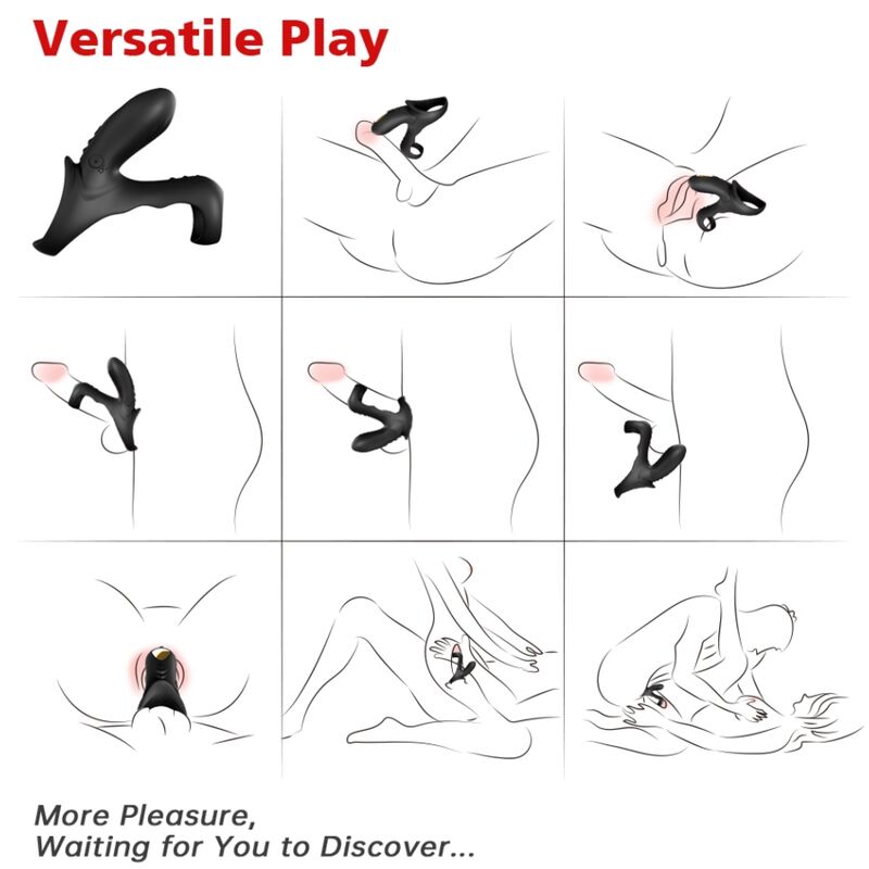 ARMONY - ANELLO VIBRATORE DOPPIO RANGER PER COPPIA NERO - immagine 3