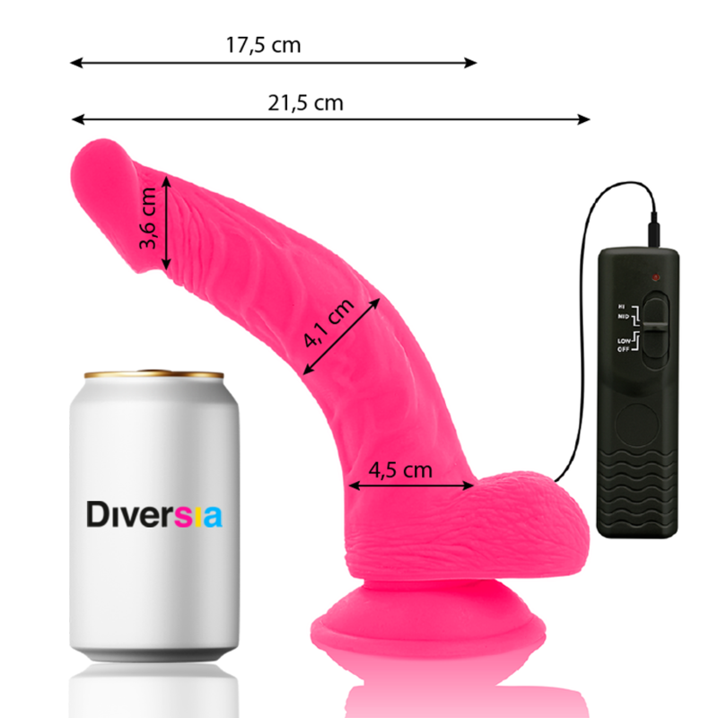 DIVERSIA - DILDO VIBRANTE FLESSIBILE ROSA 21.5 CM -O- 4.5 CM - immagine 2