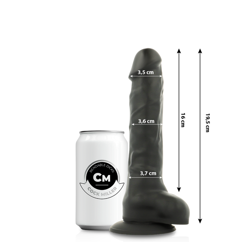 COCK MILLER - DILDO REALISTICO IN SILICONE DENSITÀ ARTICOLABILE NERO 19,5 CM - immagine 4
