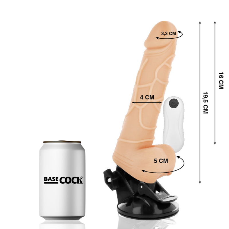 BASECOCK - VIBRATORE REALISTICO TELECOMANDO NATURALE CON TESTICOLI 19,5CM - immagine 2