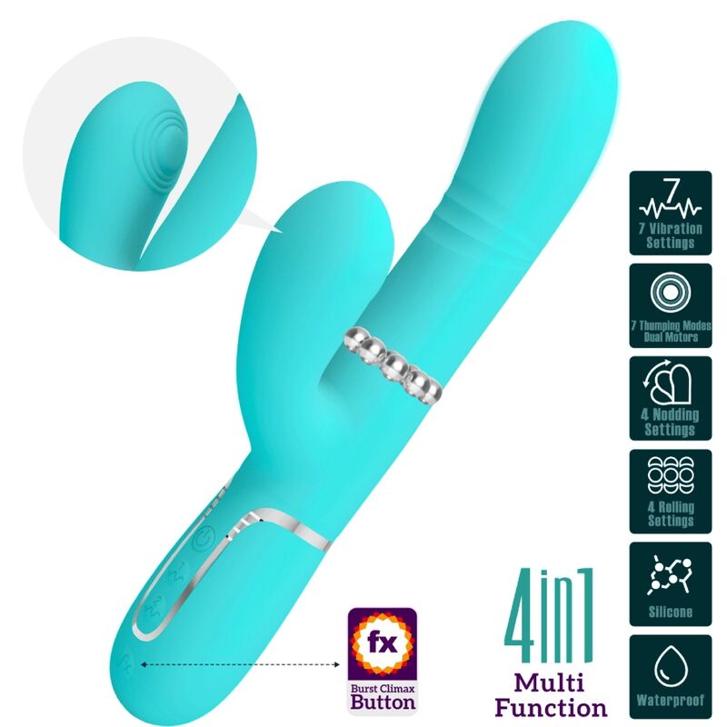 PRETTY LOVE - VIBRATORE MULTIFUNZIONE G-SPOT VERDE ACQUA - immagine 2
