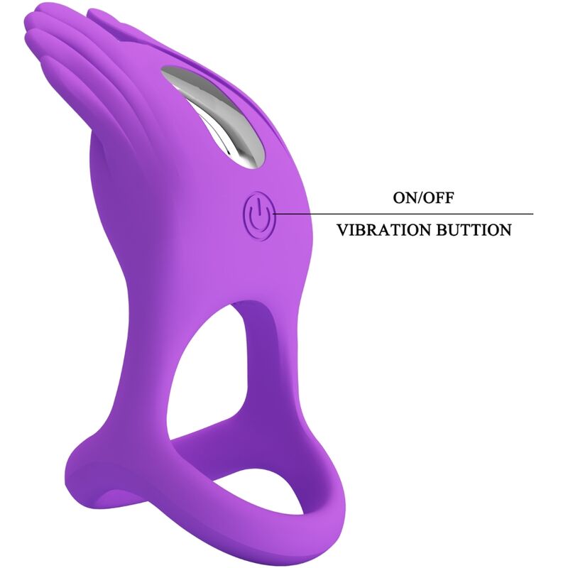 PRETTY LOVE - SILAS ANELLO PER PENE VIBRANTE 7 VIBRAZIONI IN SILICONE VIOLA - immagine 6