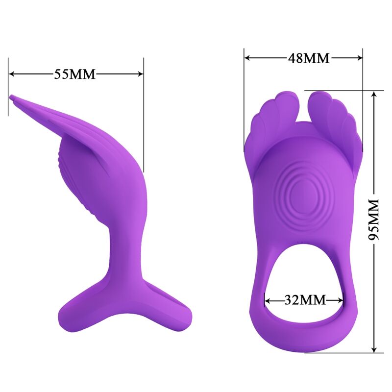 PRETTY LOVE - SILAS ANELLO PER PENE VIBRANTE 7 VIBRAZIONI IN SILICONE VIOLA - immagine 4