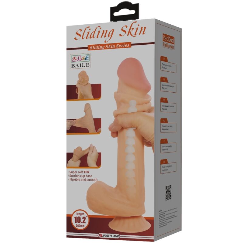 PRETTY LOVE - DILDO REALISTICO SLIDING SKIN SERIES CON VENTOSA SCORREVOLE DELLA PELLE FLESH 26 CM - immagine 5