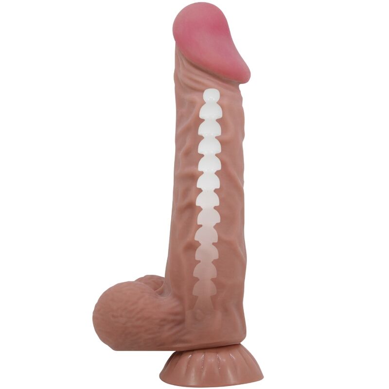PRETTY LOVE - DILDO REALISTICO SLIDING SKIN SERIES CON VENTOSA SCORREVOLE DELLA PELLE MARRONE 24 CM - immagine 6