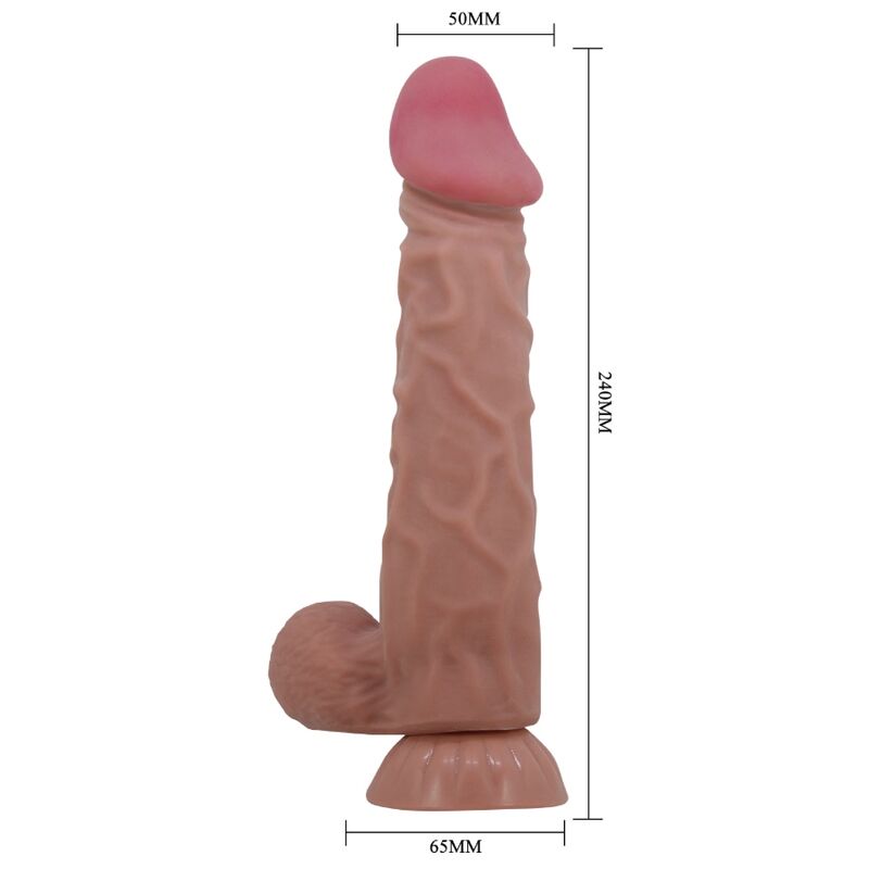 PRETTY LOVE - DILDO REALISTICO SLIDING SKIN SERIES CON VENTOSA SCORREVOLE DELLA PELLE MARRONE 24 CM - immagine 4