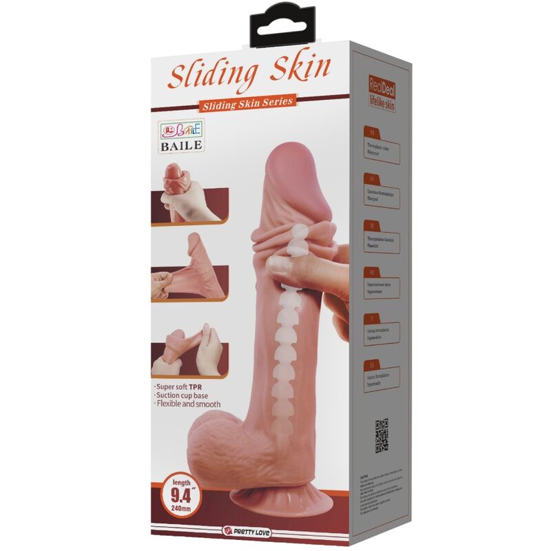 PRETTY LOVE - DILDO REALISTICO SLIDING SKIN SERIES CON VENTOSA SCORREVOLE DELLA PELLE MARRONE 24 CM - immagine 2