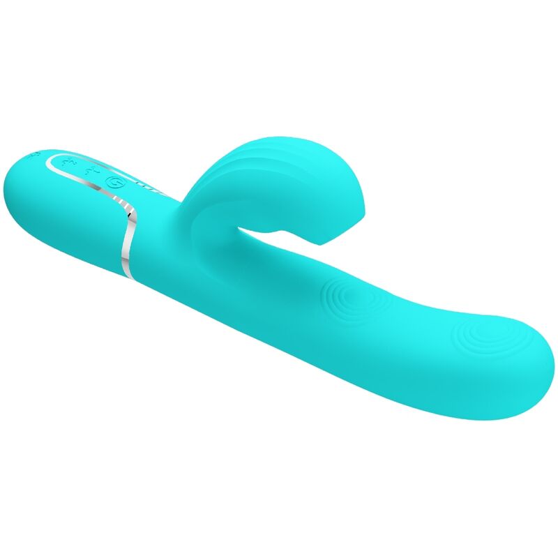 PRETTY LOVE - VIBRATORE MULTIFUNZIONE PERLITA 3 IN 1 G-SPOT VERDE ACQUA - immagine 3