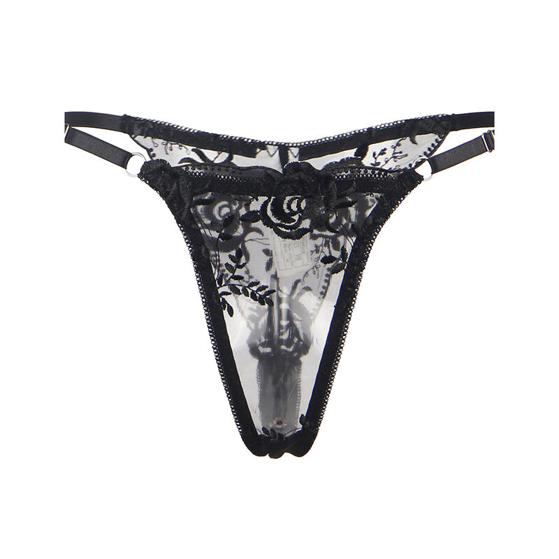 SUBBLIME - SET DE 3 PIEZAS SUJETADOR + TANGA + LIGA ESTAMPADO FLORAL NEGRO S/M - immagine 7