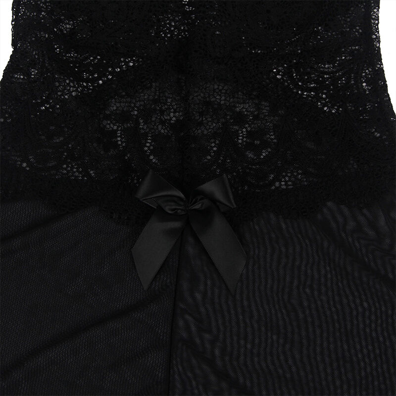 SUBBLIME - BABYDOLL TELA DE TUL DETALLE ENCAJE Y FLOR NEGRO S/M - immagine 6
