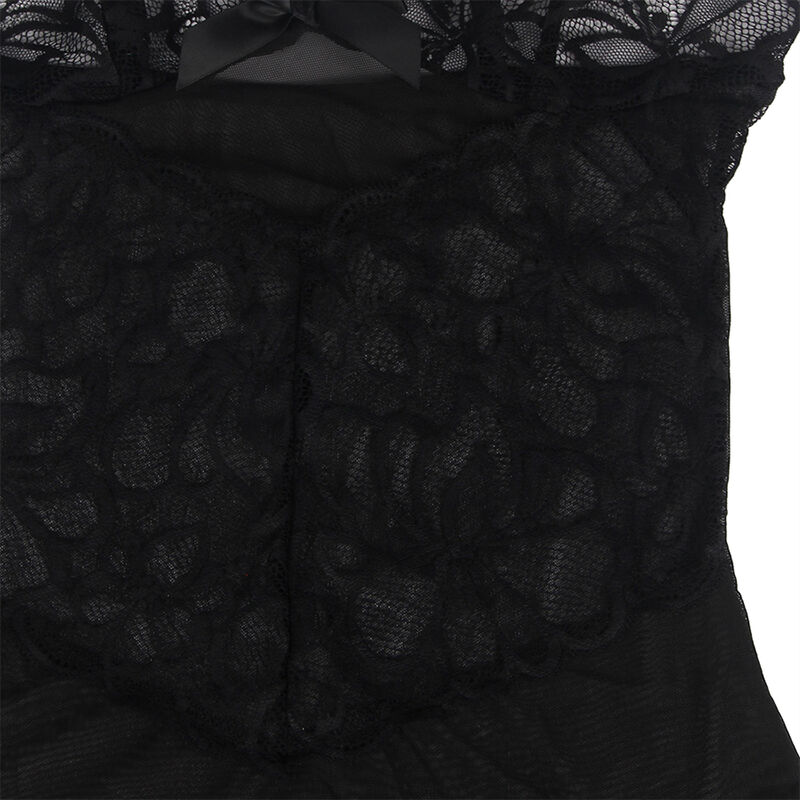 SUBBLIME - BABYDOLL CON TIRANTES AJUSTABLES Y ESTAMPADO FLORAL DE ENCAJE TRANSPARENTE NEGRO S/M - immagine 8