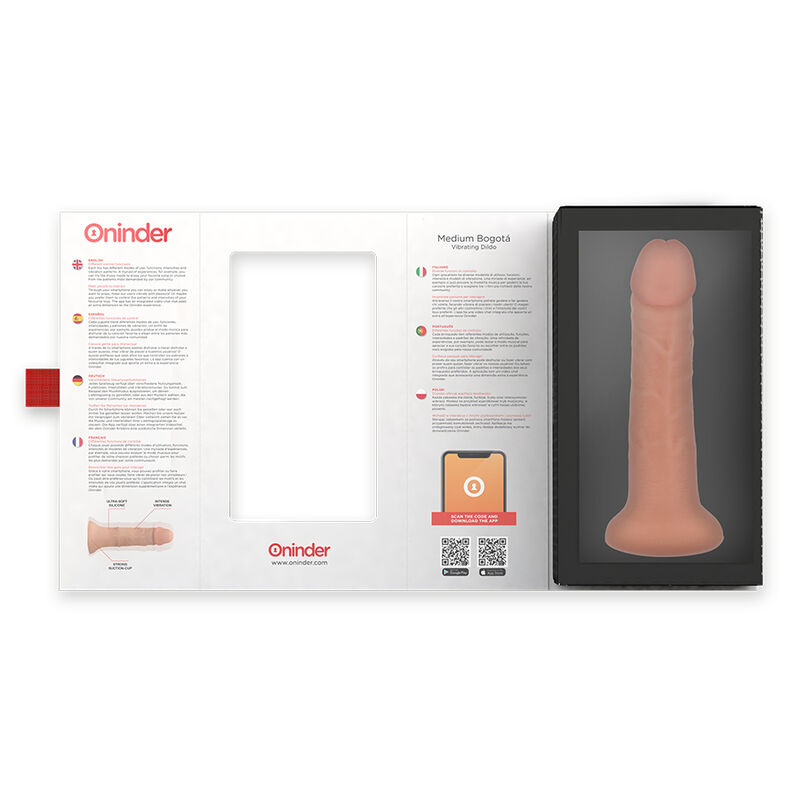 ONINDER - DILDO VIBRATORE MEDIO BOGOTÁ 9 VELOCITÀ NATURALE 20 CM -O- 4.2 CM - APP GRATUITA - immagine 4