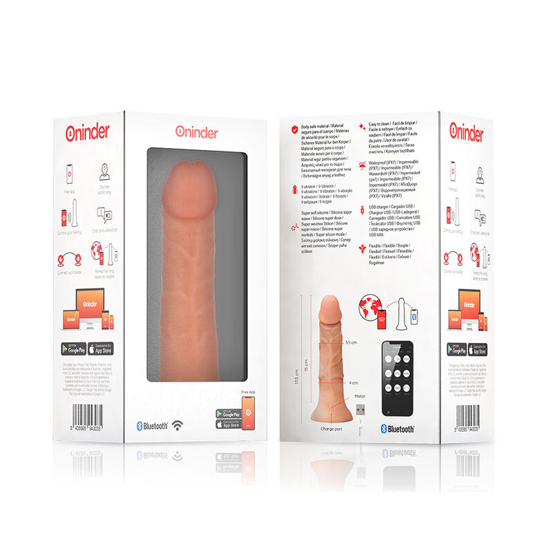 ONINDER - DILDO VIBRATORE PICCOLO BOGOTÁ 9 VELOCITÀ NATURALE 17.5 CM -O- 4 CM - APP GRATUITA - immagine 4