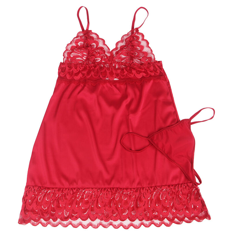 SUBBLIME - BABYDOLL SATINADO CON ENCAJE ROJO S/M - immagine 5