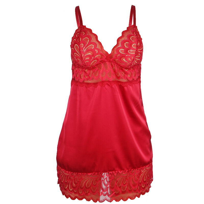 SUBBLIME - BABYDOLL SATINADO CON ENCAJE ROJO S/M - immagine 3