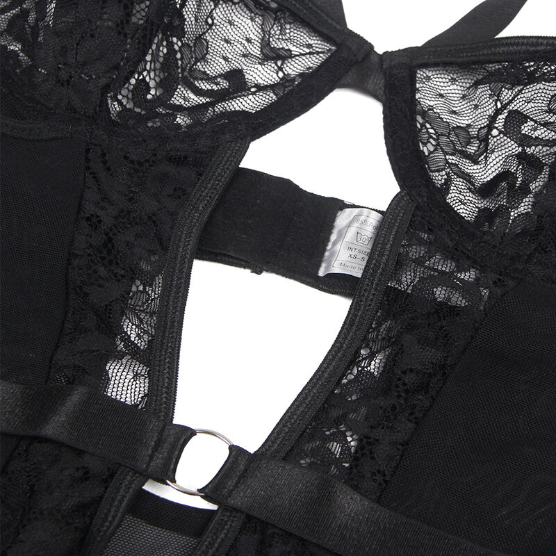 SUBBLIME - TEDDY CON LIGA DETALLE ENCAJES Y TIRAS NEGRO S/M - immagine 3