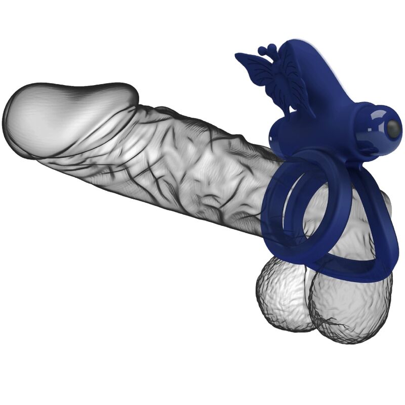 PRETTY LOVE - JAMELE DOPPIO ANELLO CON VIBRAZIONE E STIMOLATORE FARFALLA BLU - immagine 9