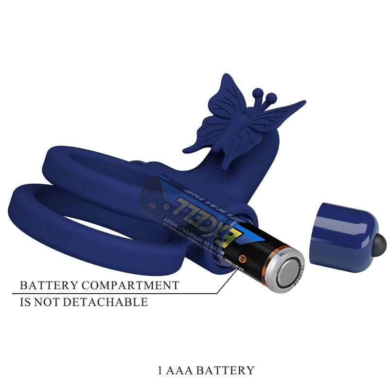 PRETTY LOVE - JAMELE DOPPIO ANELLO CON VIBRAZIONE E STIMOLATORE FARFALLA BLU - immagine 5