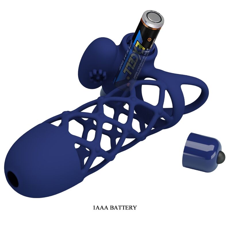 PRETTY LOVE - GIANN ANELLO VIBRATORE CON GUAINA IN SILICONE BLU - immagine 4