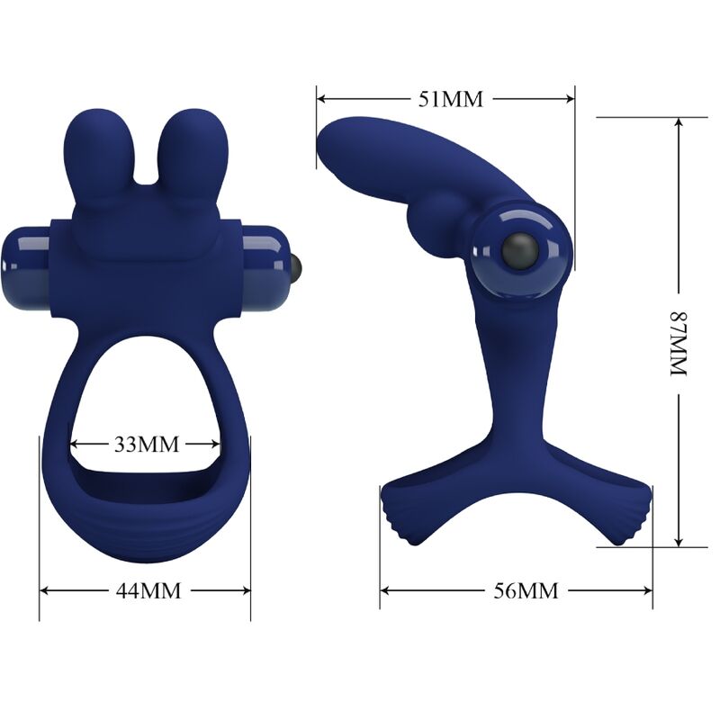 PRETTY LOVE - FRANCISCO ANELLO VIBRANTE DOPPIO BLU CONIGLIO - immagine 6