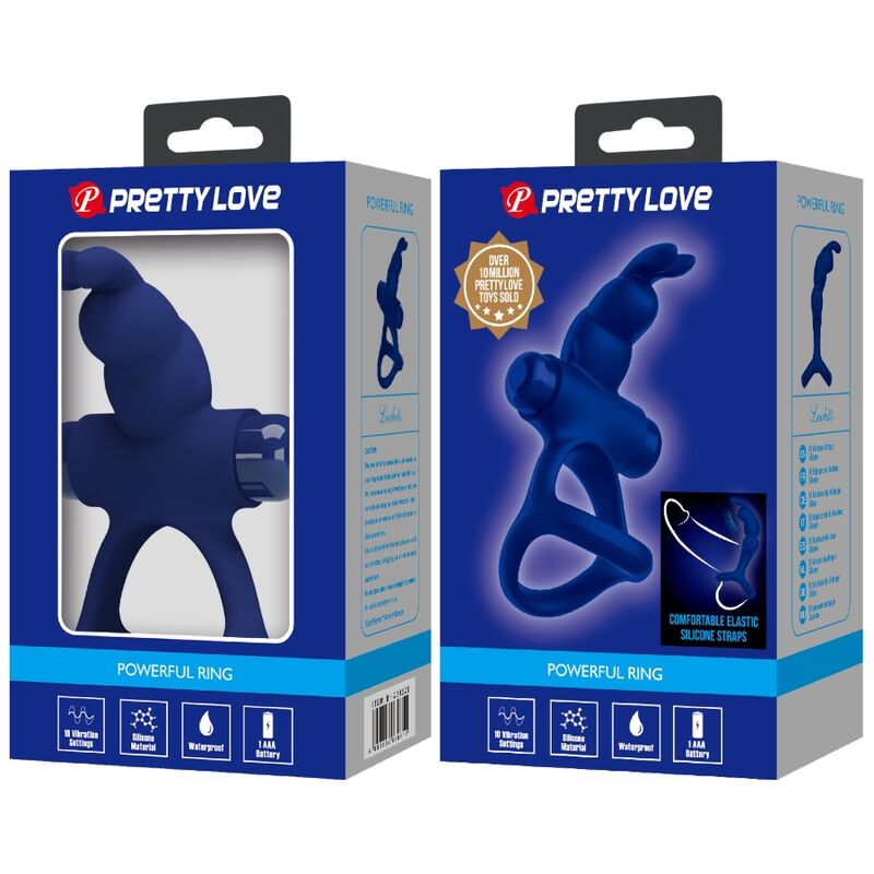 PRETTY LOVE - LUCHITO ANELLO VIBRANTE DOPPIO CONIGLIO BLU - immagine 4