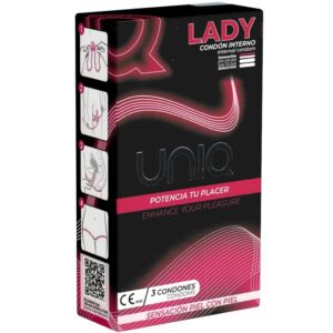 UNIQ – LADY CONDOM PRESERVATIVOS FEMENINOS CON LIGUERO SIN LATEX 3 UNIDADES