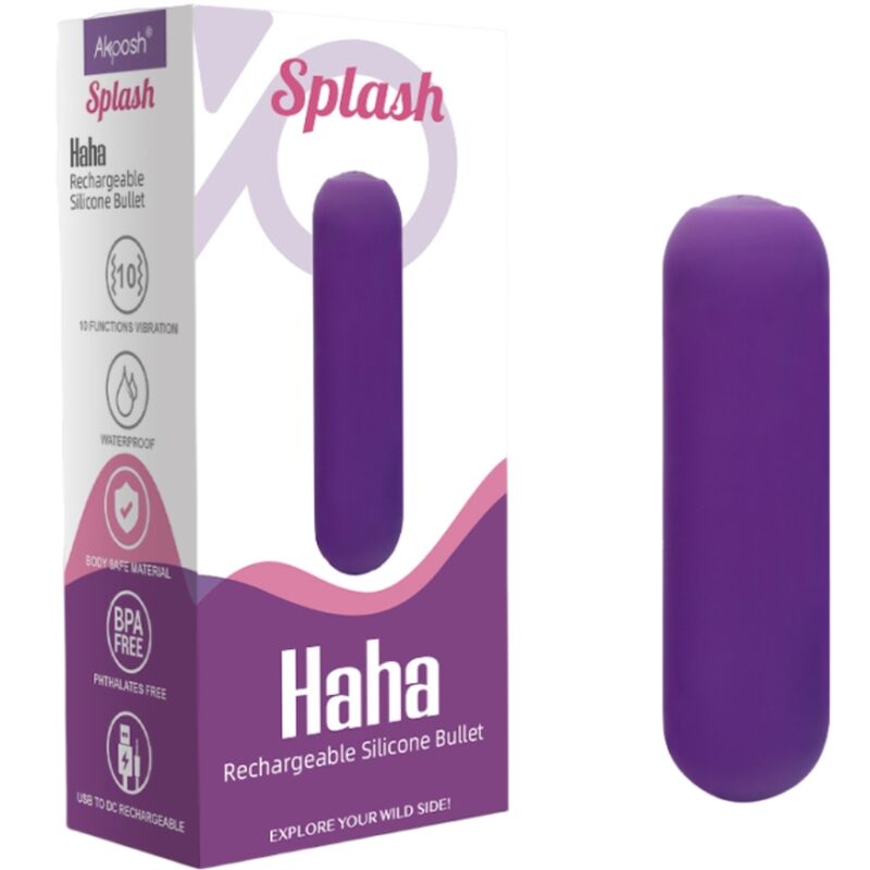 ARMONY - SPLASH HAHA VIBRATORE BULLET IN SILICONE 10 VIBRAZIONI 75 X 19 CM VIOLA - immagine 3