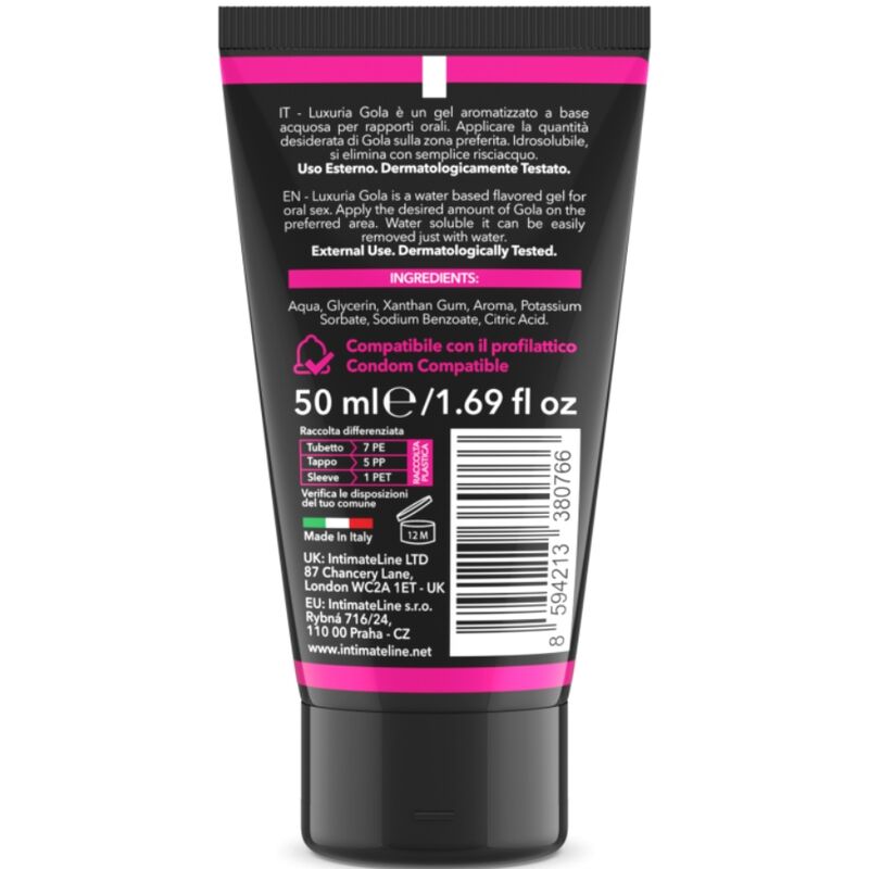 INTIMATELINE LUXURIA - GEL PER SESSO ORALE GUSTO CILIEGIA 50 ML - immagine 2