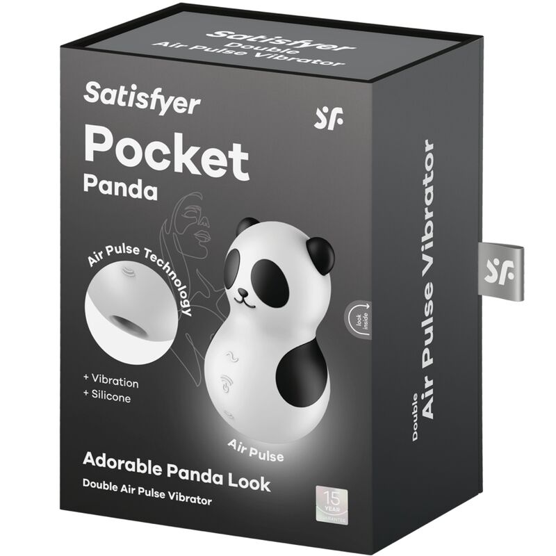 SATISFYER - POCKET PANDA STIMOLATORE E VIBRATORE IN BIANCO E NERO - immagine 6
