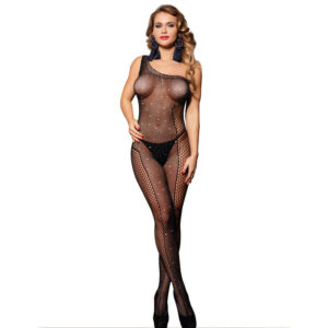 SUBBLIME – 952037 BODYSTOCKING MONOSPALLA A RETE CON STRASS NERO TAGLIA UNICA