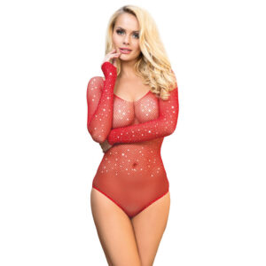 SUBBLIME – 952303 BODY LUCIDO CON SPALLE SCOPERTE MANICA LUNGA ROSSO TAGLIA UNICA