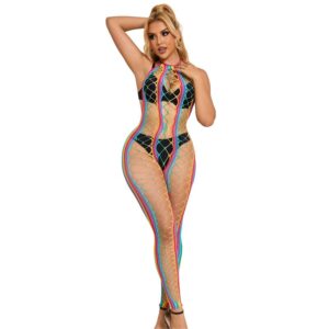 SUBBLIME – 952358 BODYSTOCKING CON COLLO ALTO IN RETE ARCOBALENO XS/M