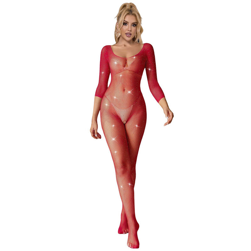 SUBBLIME – 952419 BODYSTOCKING A RETE CON STRASS MANICA LUNGA ROSSO XS/M SUBBLIME – 952419 BODYSTOCKING A RETE CON STRASS MANICA LUNGA ROSSO XS/M