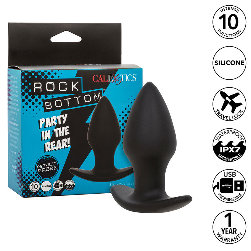 CALEXOTICS - ROCK BOTTOM PERFECT ANAL PLUG 10 VIBRAZIONI SILICONE NERO - immagine 9