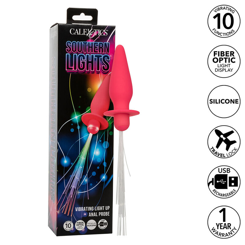 CALEXOTICS - SOUTHERN LIGHTS LIGHT UP PLUG ANALE 10 VIBRAZIONI SILICONE ROSA - immagine 7