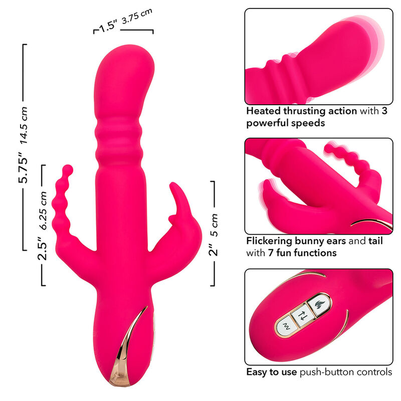 CALEXOTICS - JACK FANTASY VIBRATORE TRIPLO RISCALDATO ROSA CONIGLIO - immagine 8