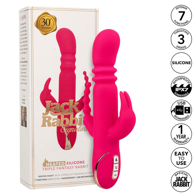 CALEXOTICS - JACK FANTASY VIBRATORE TRIPLO RISCALDATO ROSA CONIGLIO - immagine 10