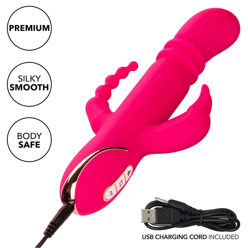 CALEXOTICS - JACK FANTASY VIBRATORE TRIPLO RISCALDATO ROSA CONIGLIO - immagine 4