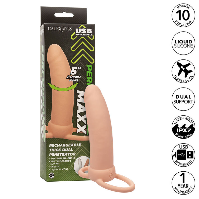 CALEXOTICS - MAXX THICK DUAL PENETRATOR 10 VIBRAZIONI CARNE - immagine 2